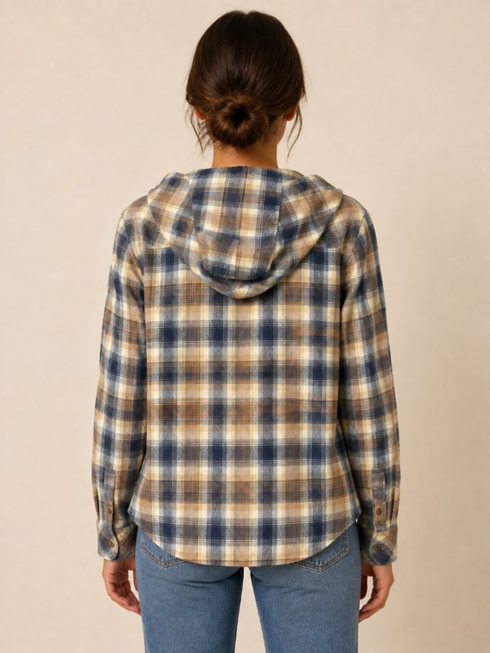 Carhartt Women’s M Relaxed Fit Hooded Plaid Flannel Shirt Bluestone 104517 - Picture 4 of 5
